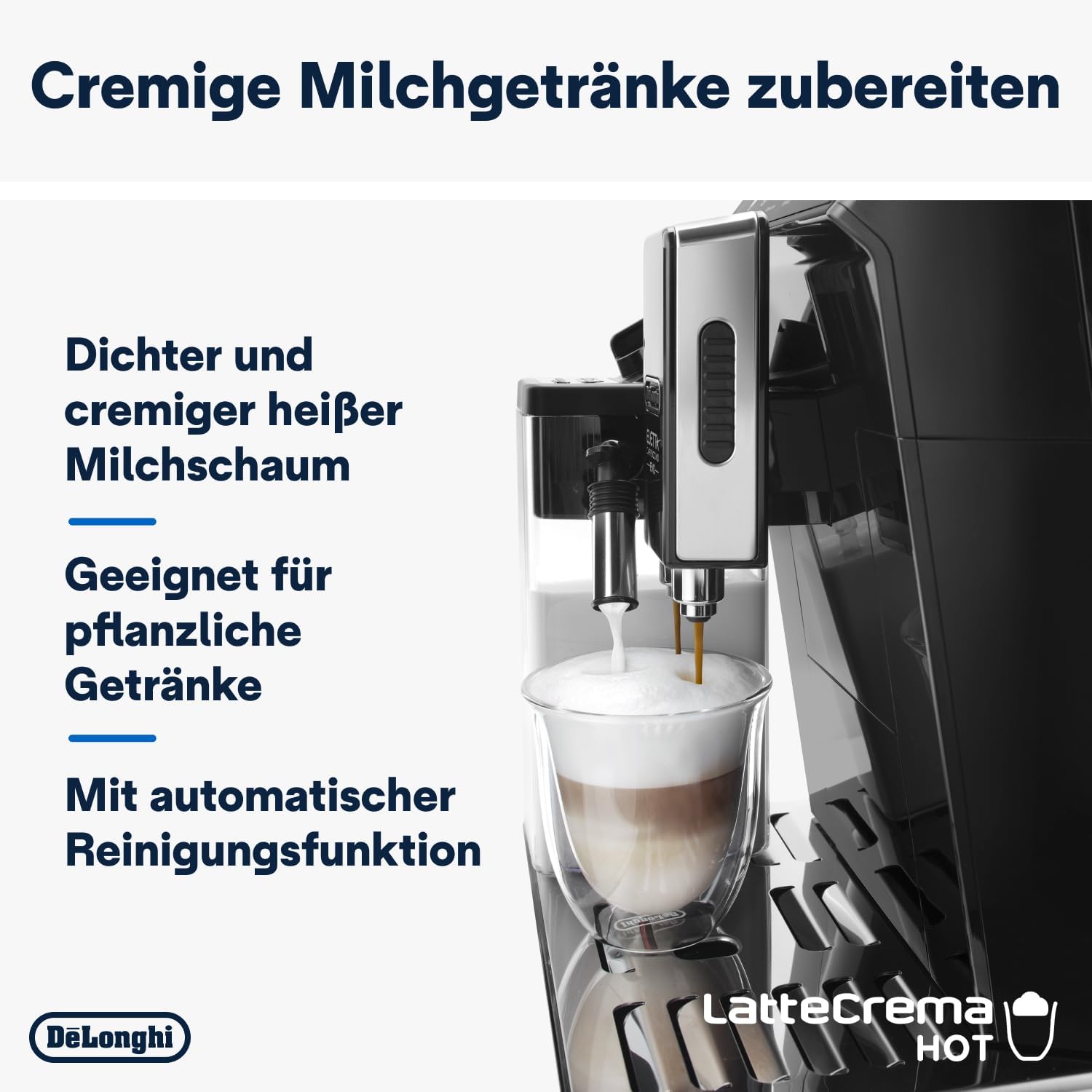 De'Longhi Eletta Evo ECAM 46.860.B Kaffeevollautomat mit LatteCrema Milchsystem, Cappuccino und Espresso auf Knopfdruck, LCD Display und Sensor-Touch-Tasten, schwarz