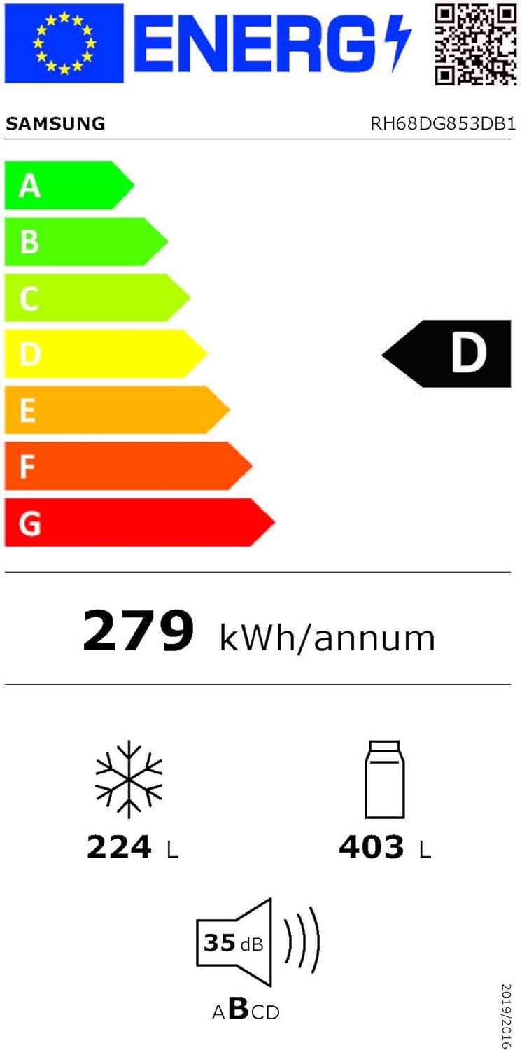 Samsung RS64DG53R3B1EF Side-by-Side-Kühlschrank mit Gefrierfach, 178 cm, 628 l, SmartThings AI Energy Mode, Eis- und Wasserspender, Slim Ice Maker, Premium Black Steel