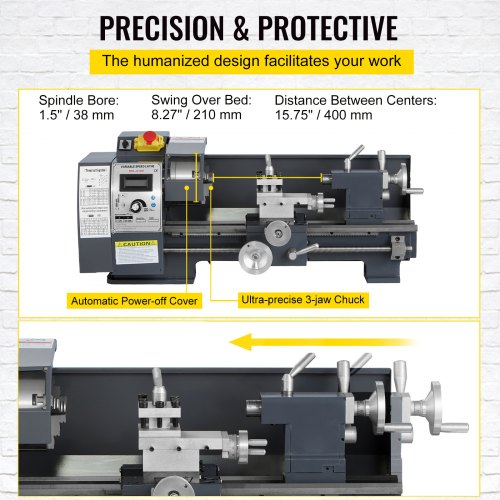 1100 Watt Mini Metall Drehmaschine 8X16 Zoll für Metall Bank Drehmaschine Präzision Paralleldrehmaschine