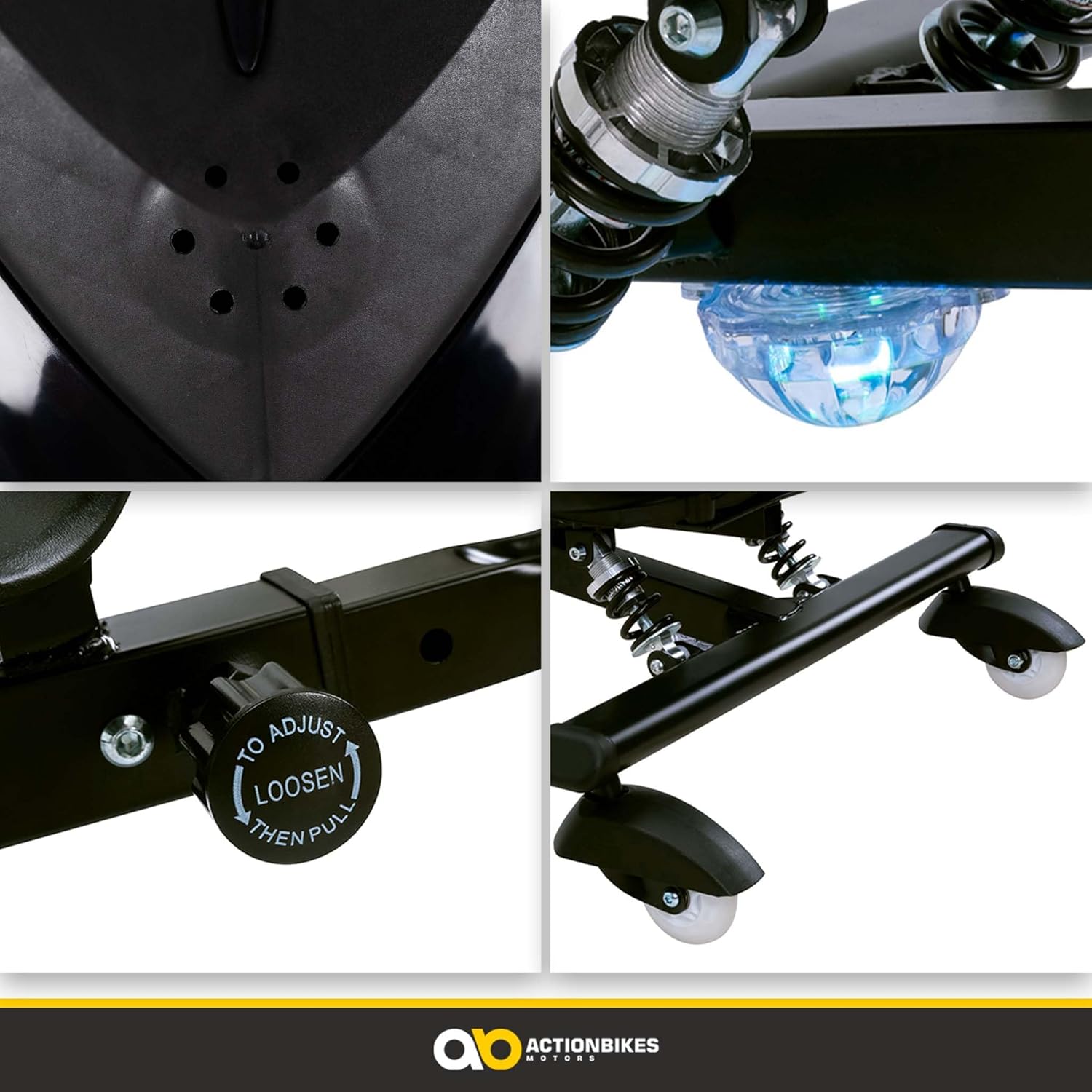 Actionbikes Motors Kinder Elektro Driftscooter | 𝟐𝟓𝟎 Watt Motor - Drift Cart 360°- 3 Geschwindigkeitsstufen - LED-Beleuchtung - Sitz verstellbar - Bluetooth - Drift Kart - Drift Auto (Space Purple)