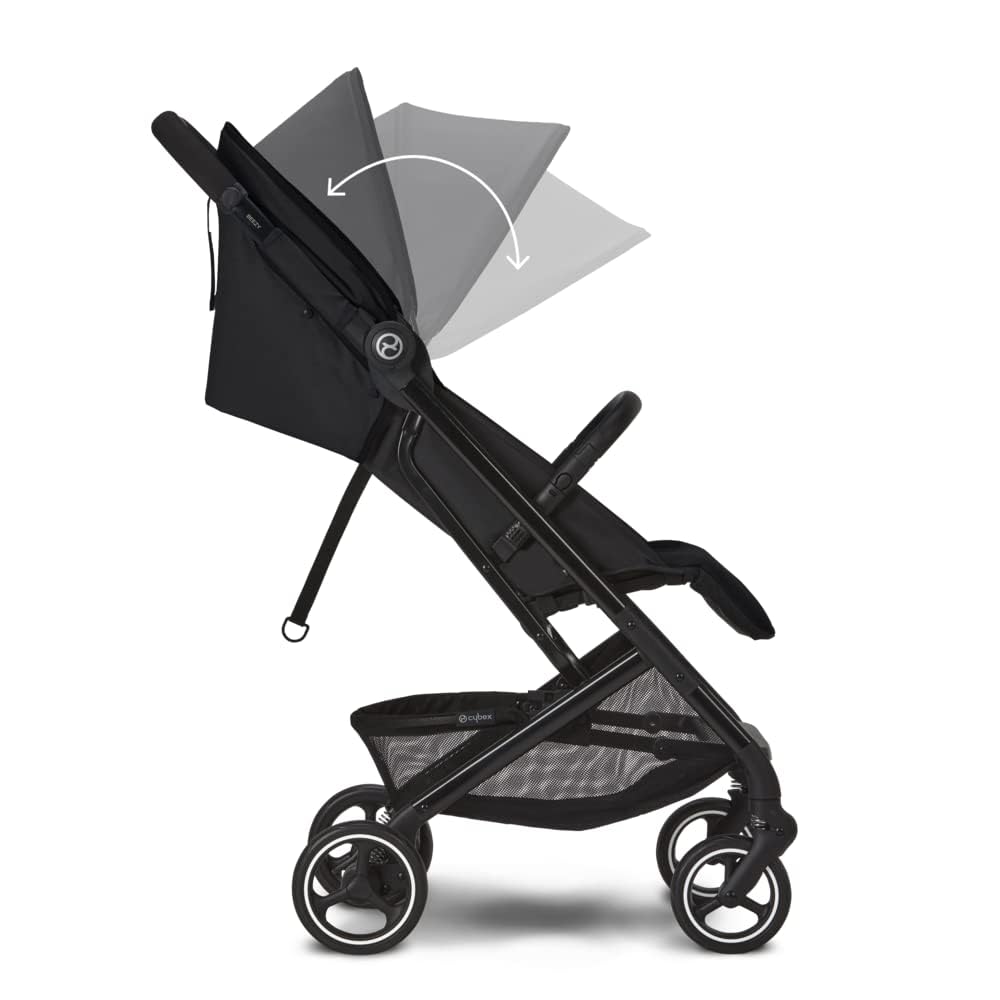 Cybex Gold Kinderwagen Beezy mit One-Pull Harness, Ab Geburt bis ca. 4 Jahre (max. 22 kg), Kompakt und ergonomisch, Magic Black (Schwarz mit schwarzem Rahmen)
