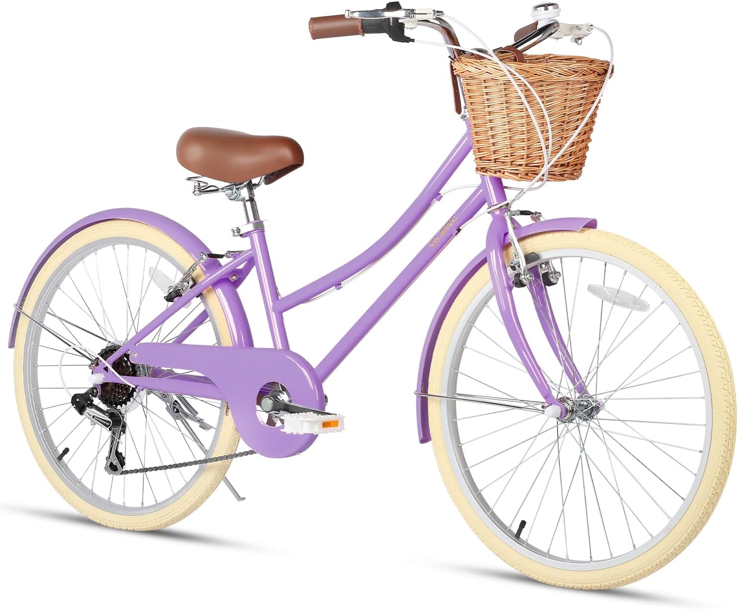 Glerc Missy 20 24 26 Zoll Mädchen City 6-Gang Hybrid Cruiser Fahrrad mit Weidenkorb für Jugend über 6-Jahre alt, mehrere Farben