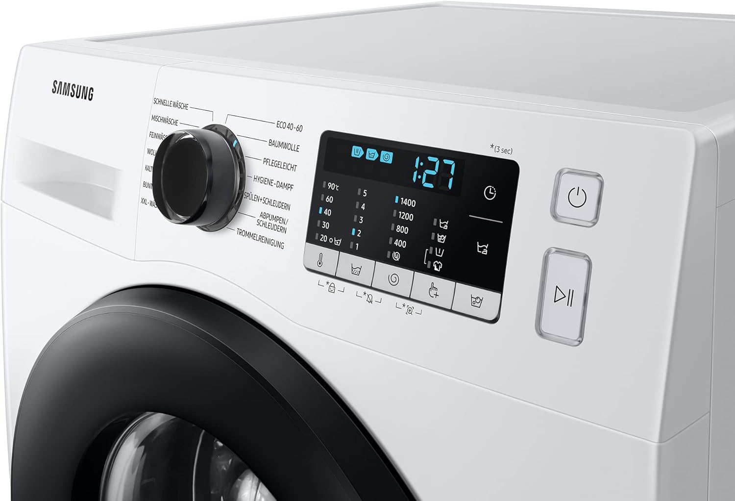 Samsung WW90T4048EE/EG Waschmaschine, 9 kg, 1400 U/min, Ecobubble, Hygiene-Dampfprogramm, FleckenIntensiv-Funktion, Digital Inverter Motor, Weiß