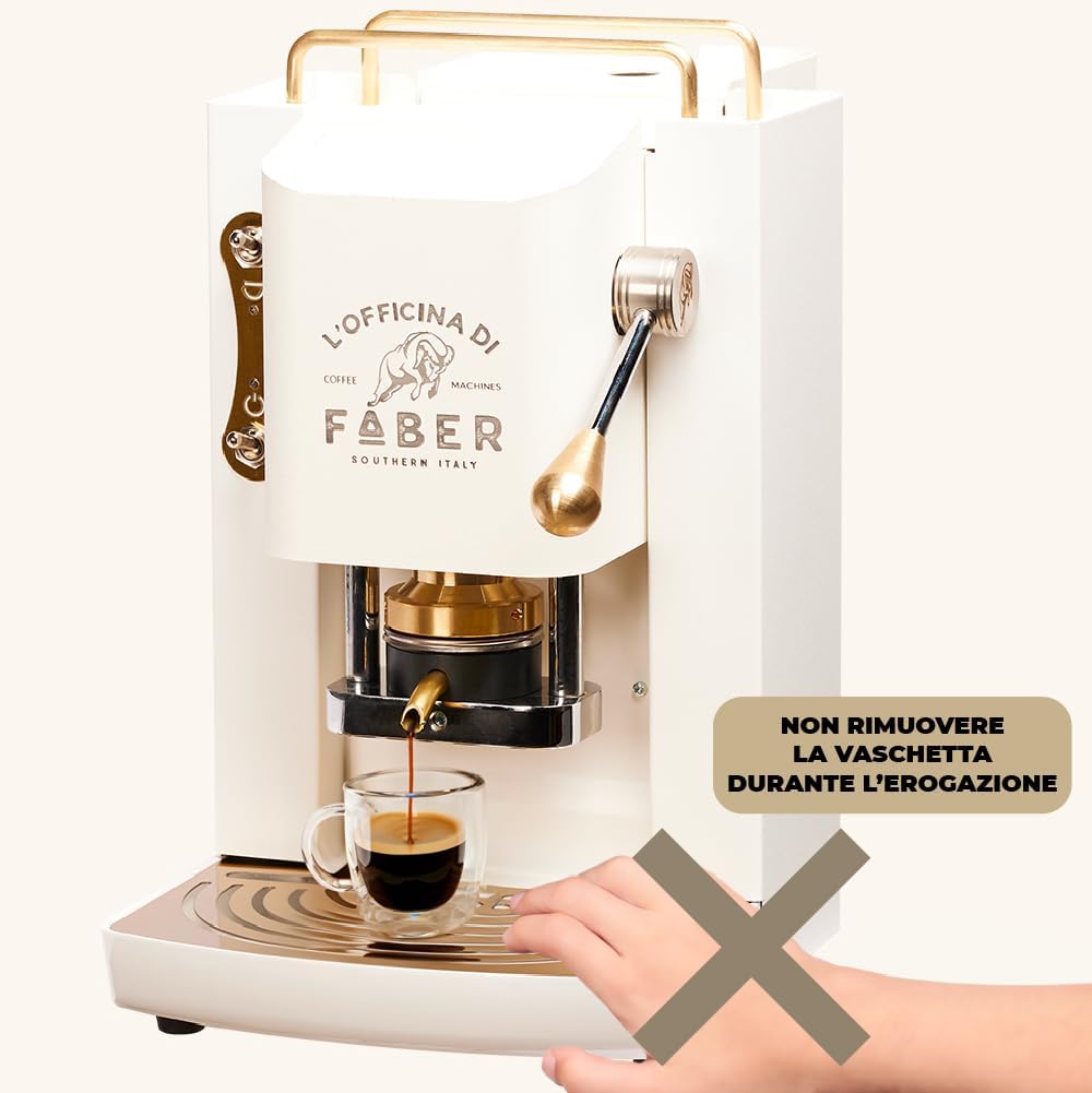 Faber PRO Total Deluxe Kaffeemaschine aus Messing, 44 mm Ese Papier, 1.3 liters, (Weiß)