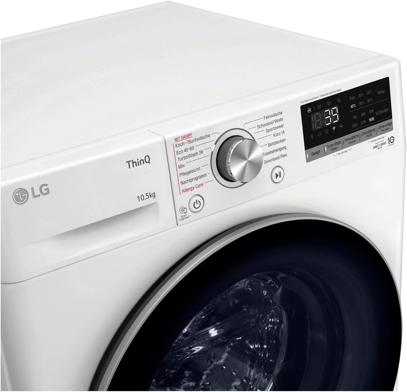 LG F4WV7080, Klasse A, Frontlader-Waschmaschine 8 kg, 1400 U/Min, AI Direct Drive, Wi-Fi, Tiefenreinigung mit Dampf, Groe Kapazitt, TRIPLE A, Auentür aus Sicherheitsglas, 62 x 60 x 85 cm  Wei