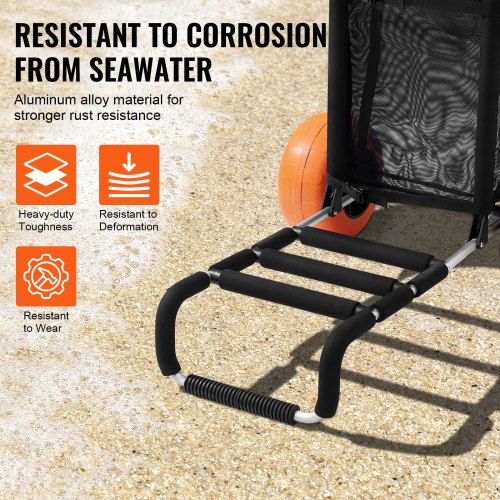 Strandkarre Bollerwagen Sandwagen, Strandwagen 74,84 kg Tragkraft, Zusammenklappbarer Sandwagen aus Aluminium 685 bis 1135 mm Einstellbare Höhe, Robuster Wagen für den Strand