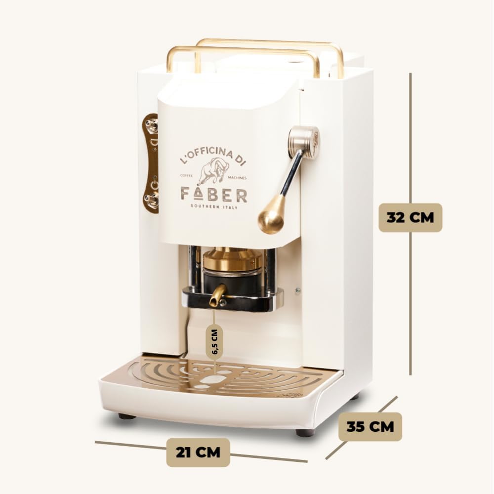 Faber PRO Total Deluxe Kaffeemaschine aus Messing, 44 mm Ese Papier, 1.3 liters, (Weiß)