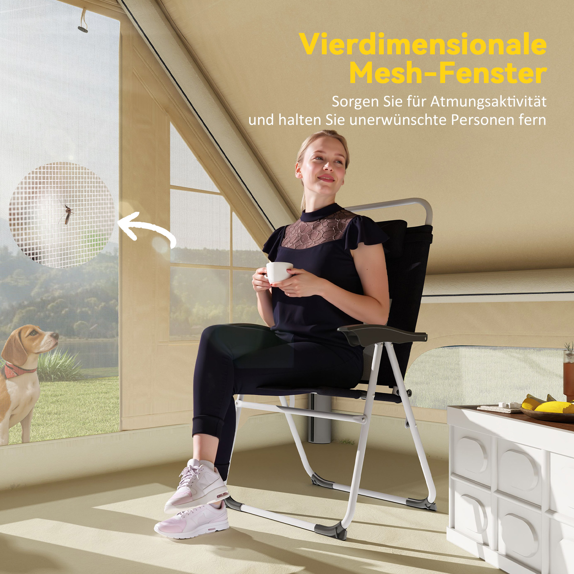 Outsunny Aufblasbares Campingzelt, Schlafzelt, Oxford-Gewebe, Netzfenster, wasserfest