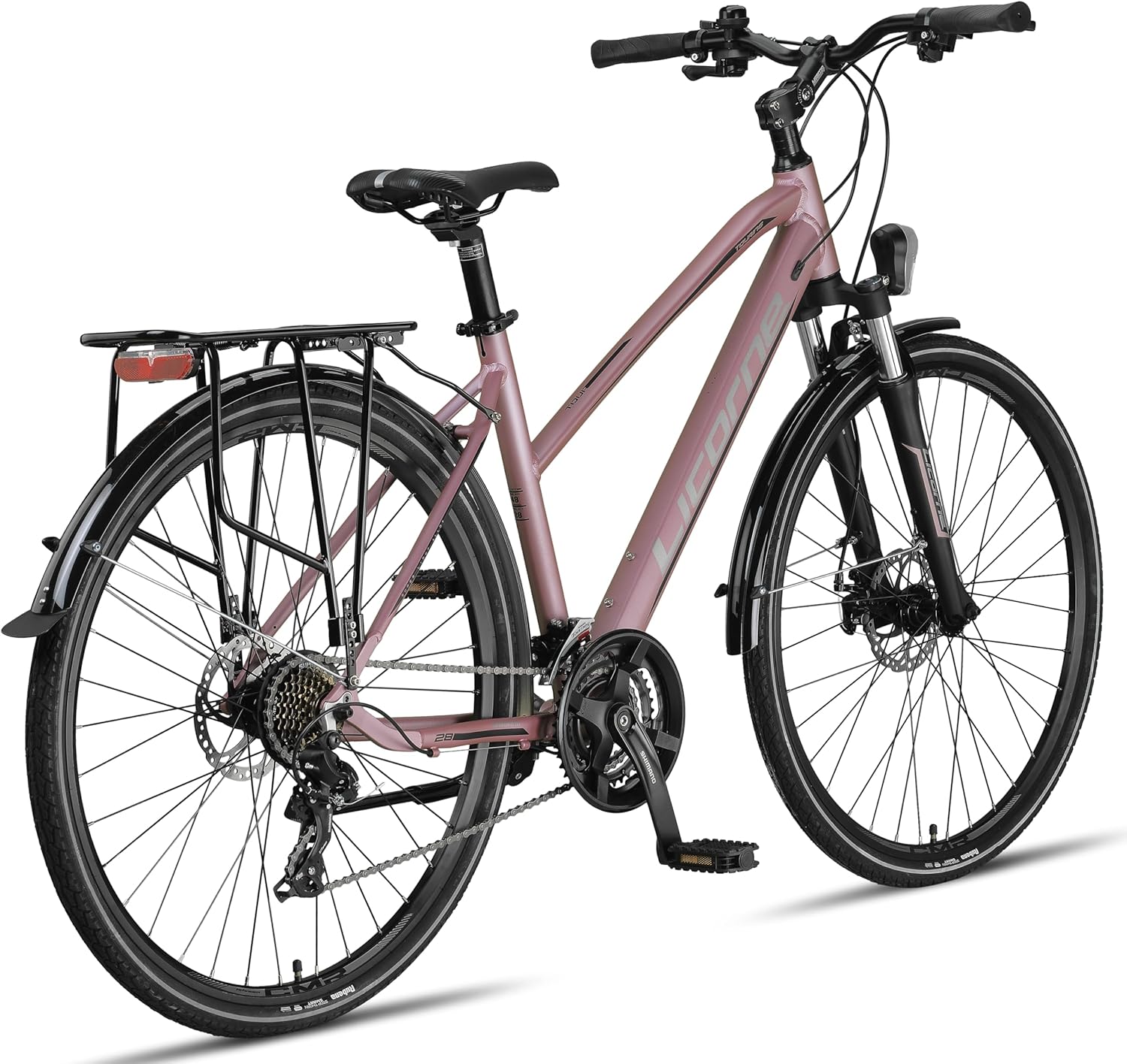 Licorne Bike Premium Touring Trekking Bike in 28 Zoll Aluminium Scheibenbremse Fahrrad für Jungen, Mädchen, Damen und Herren - 21 Gang-Schaltung - Mountainbike - Crossbike