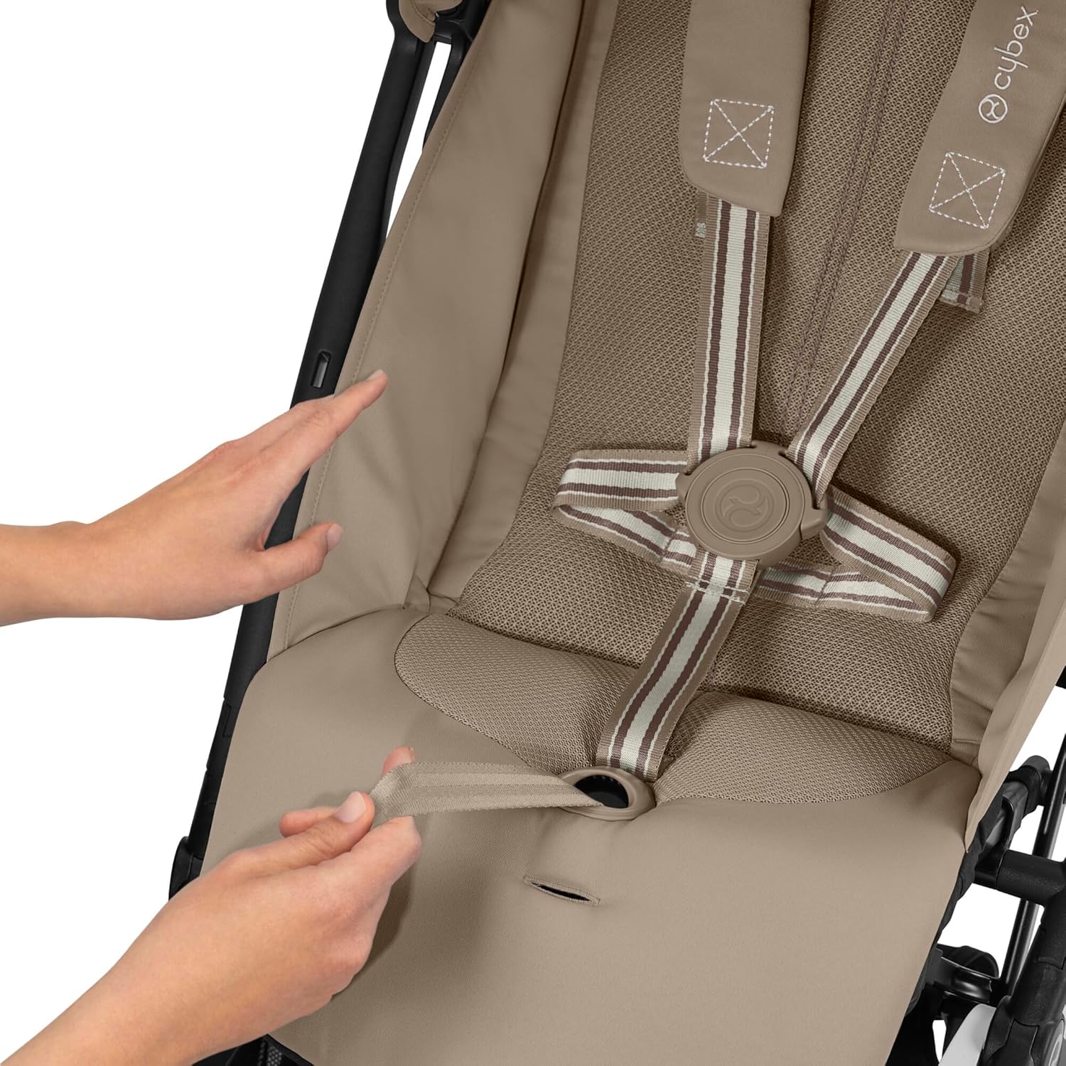 CYBEX Gold Kinderwagen Libelle mit One-Pull Harness, Von ca. 6 Monaten bis ca. 4 Jahre (max. 22 kg), Ultraleicht (nur 6 kg), Almond Beige (Beige mit taupefarbenem Rahmen)