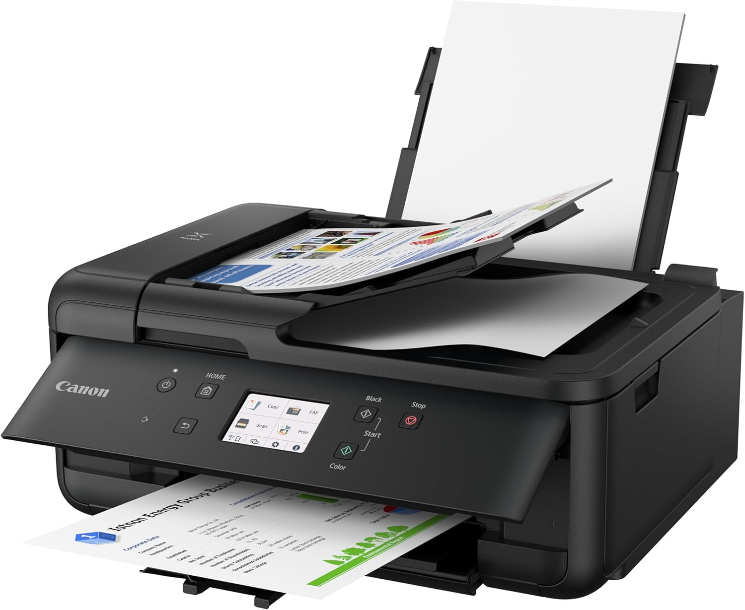 IC-Office TR7650 Farbtintenstrahl Multifunktionsdrucker 4-in-1 (Drucken, Kopieren, Scannen, Faxen, ADF, WLAN, AirPrint) schwarz + 10 XXL Tintenpatronen