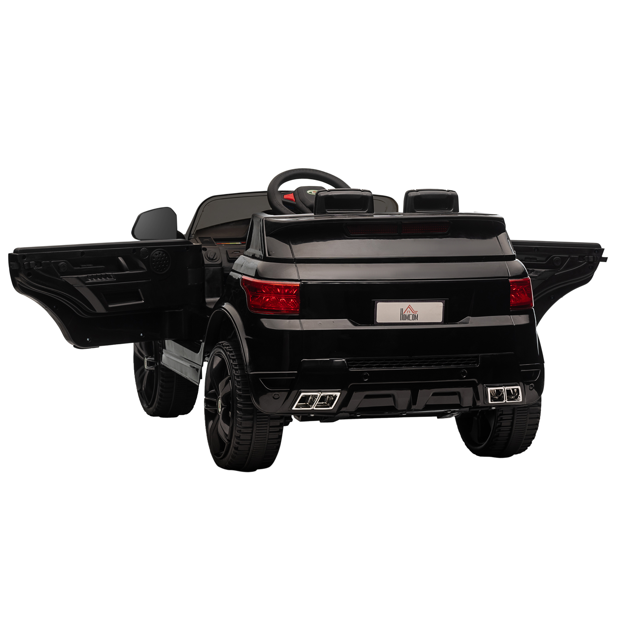HOMCOM Kinder-Elektroauto SUV, bis 5 kmh/h, mit Sicherheitsgurt, Fernbedienung, Scheinwerfern, Musikfunktion, schwarz