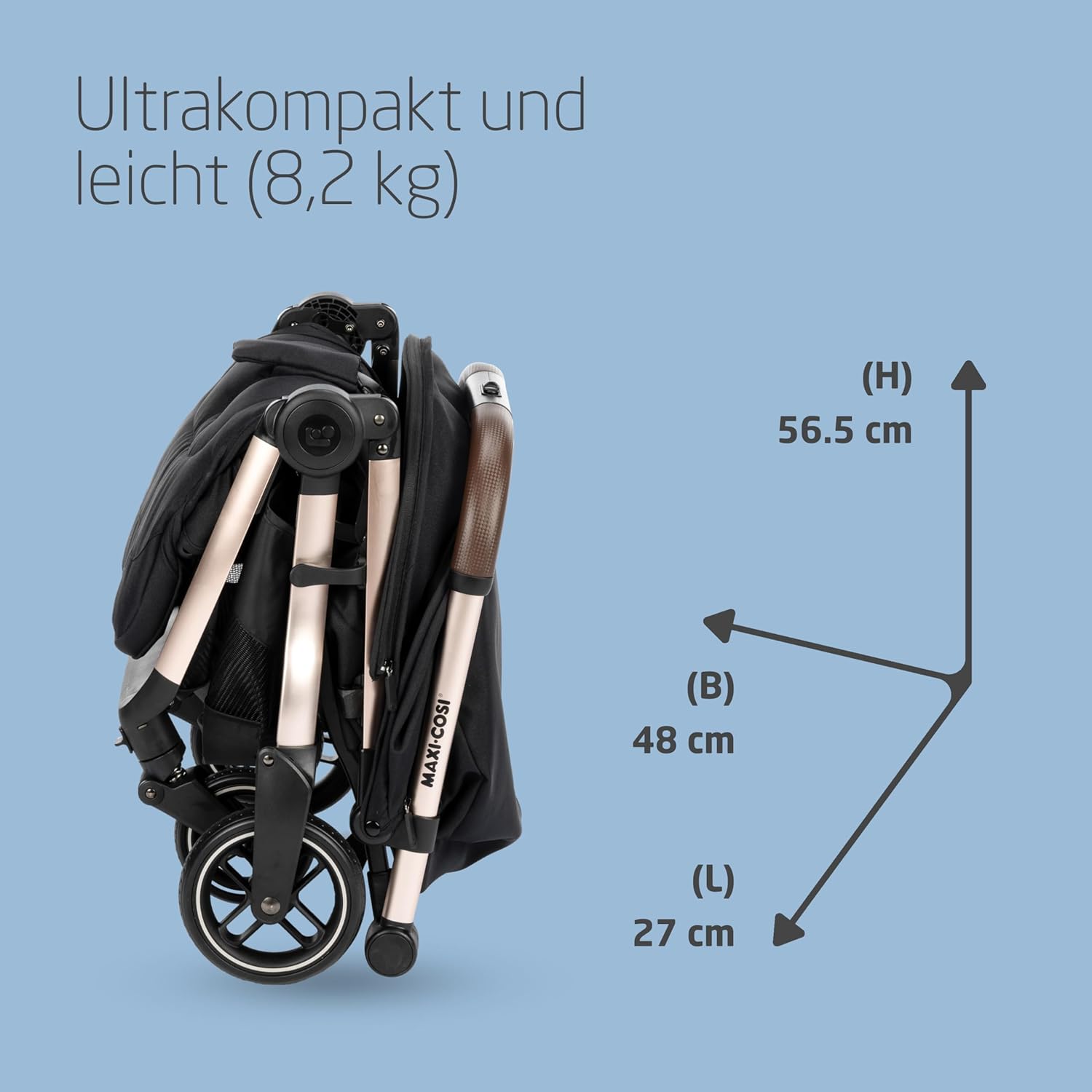 Maxi-Cosi Lara2 Baby Kinderwagen, 0–4 Jahre, 0–22 kg, federleichter, kompakter Buggy, 3 Liegepositionen, flache Liegeposition, klein zusammenklappbar, Schultergurt, Essential Graphite