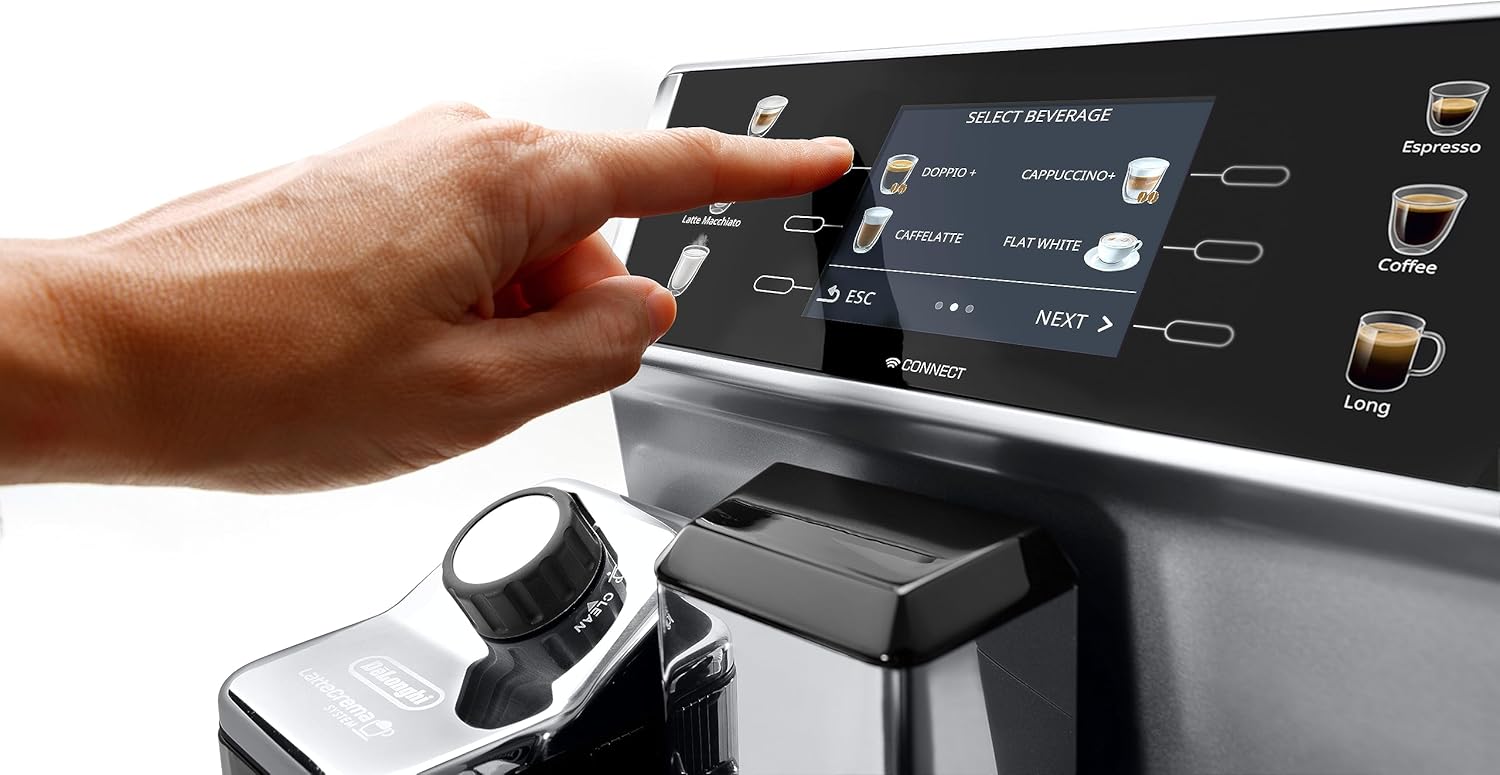 De'Longhi Eletta Evo ECAM 46.860.B Kaffeevollautomat mit LatteCrema Milchsystem, Cappuccino und Espresso auf Knopfdruck, LCD Display und Sensor-Touch-Tasten, schwarz