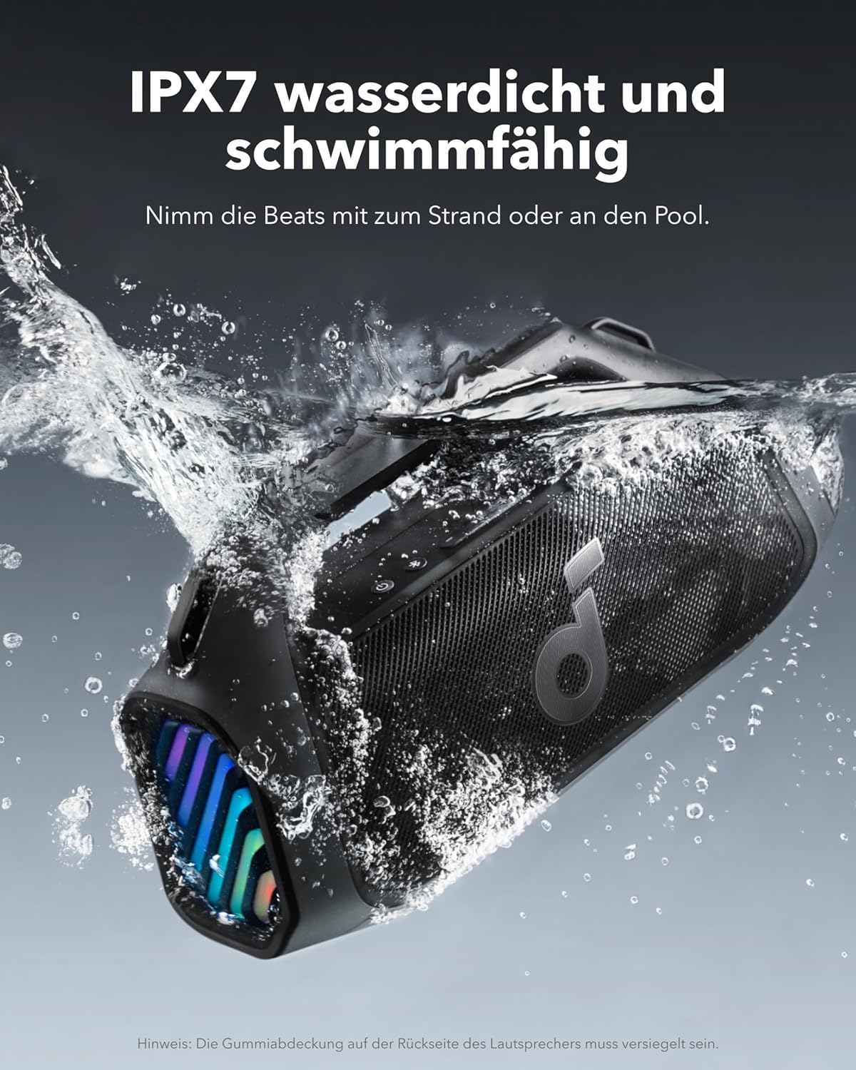 soundcore Boom 2 Plus Outdoor Lautsprecher, 140W, 2+2 Channel, BassUp 2.0, 20h, Schnellladung, IPX7 wasserdicht, RGB Lichter, USB-C, Power Bank, BT 5.3, tragbarer Bluetooth Lautsprecher, Camping