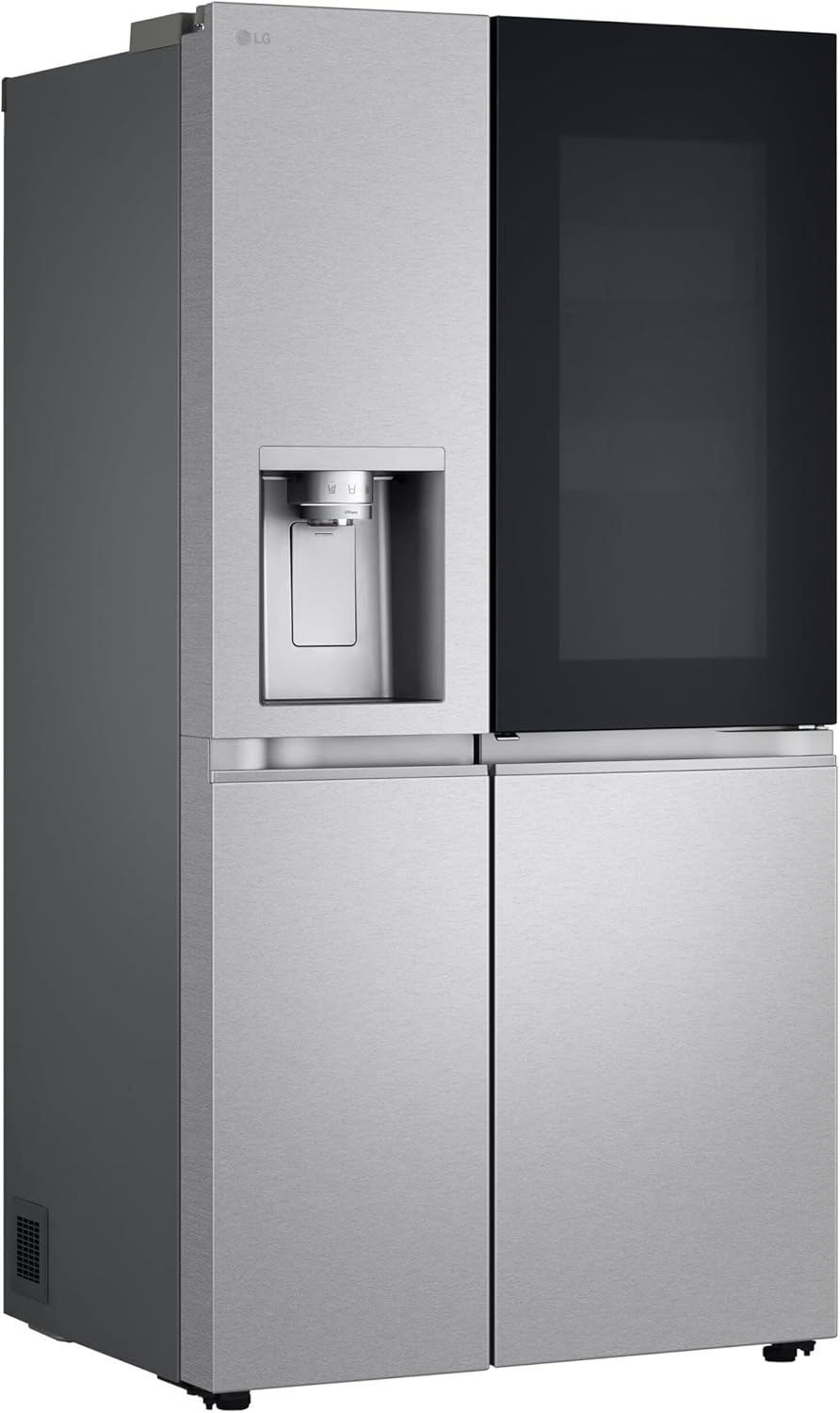 LG GSGV81PYLL Side by Side Kühlschrank, Klasse E, 635 L, Instaview, Kühlschrank mit Gefrierfach, Eis-, Crushed Ice- Wasserspender, Total NoFrost, Smart Inverter Kompressor, Wi-Fi