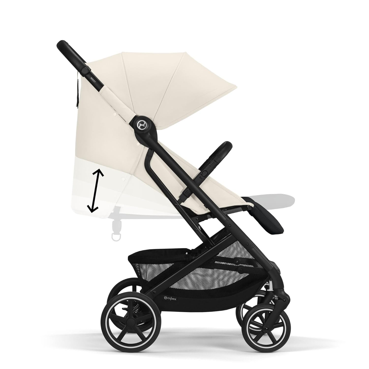 Cybex Gold Kinderwagen Beezy mit One-Pull Harness, Ab Geburt bis ca. 4 Jahre (max. 22 kg), Kompakt und ergonomisch, Magic Black (Schwarz mit schwarzem Rahmen)