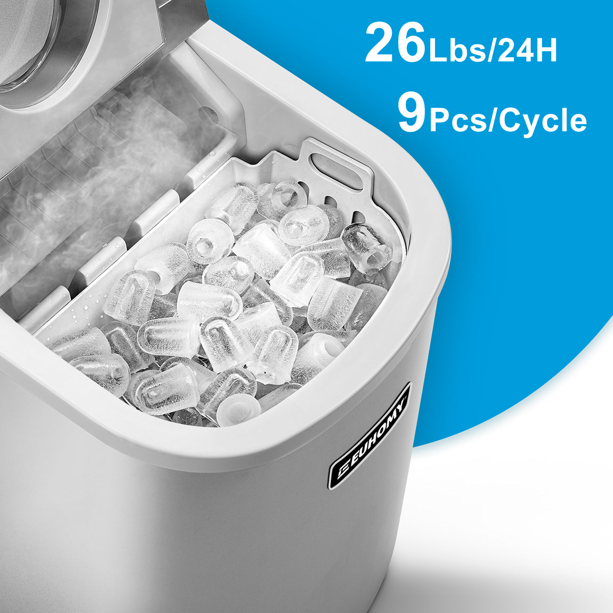 Euhomy Portable Compact Ice Maker Sliver