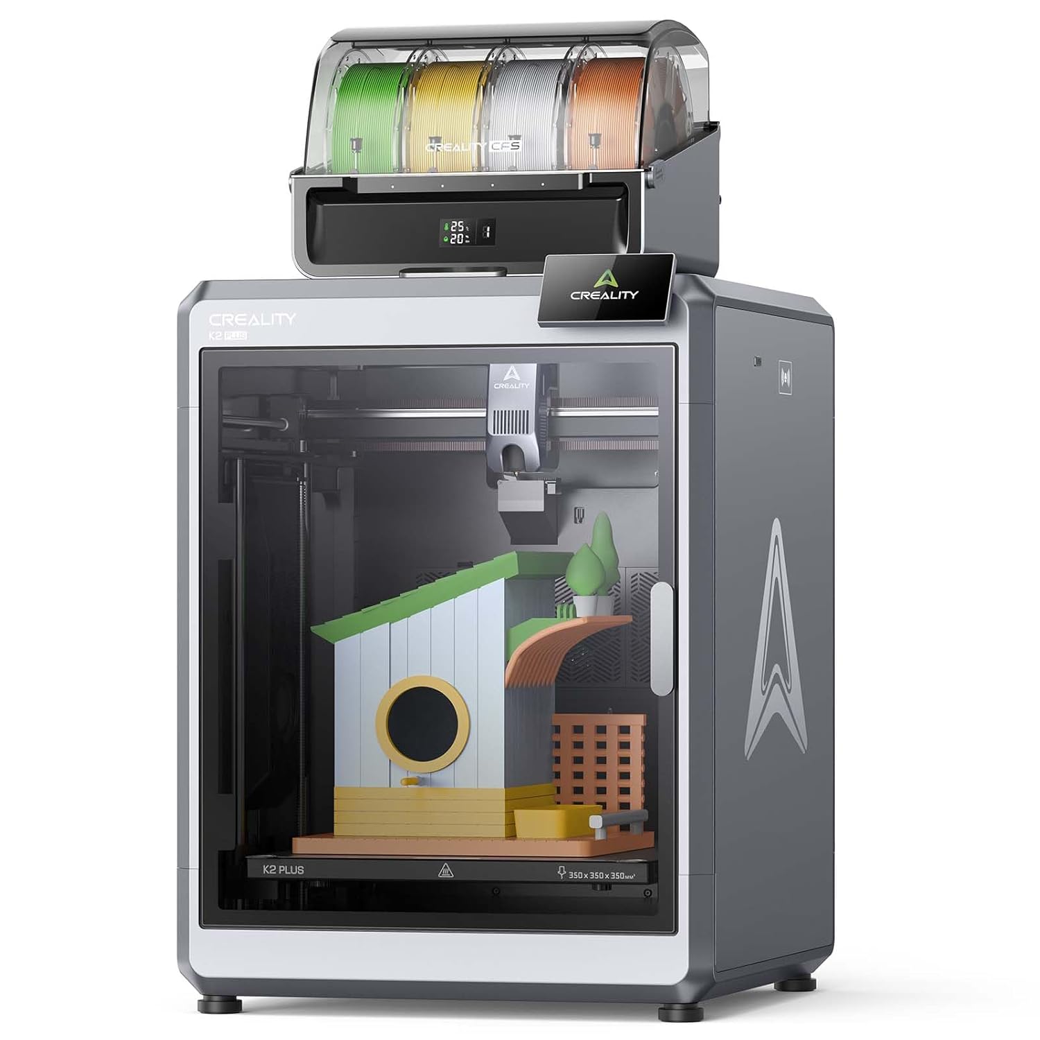 Creality K2 Plus Combo 3D-Drucker, 16-Farben Multimaterial-Druck, 350³mm XXL-Bauraum, Servo-Direktantrieb, Dual-KI-Kameras, Ultra-Leise <45dB, Aktive Heizkammer, RFID/WLAN (Industrie 4.0)