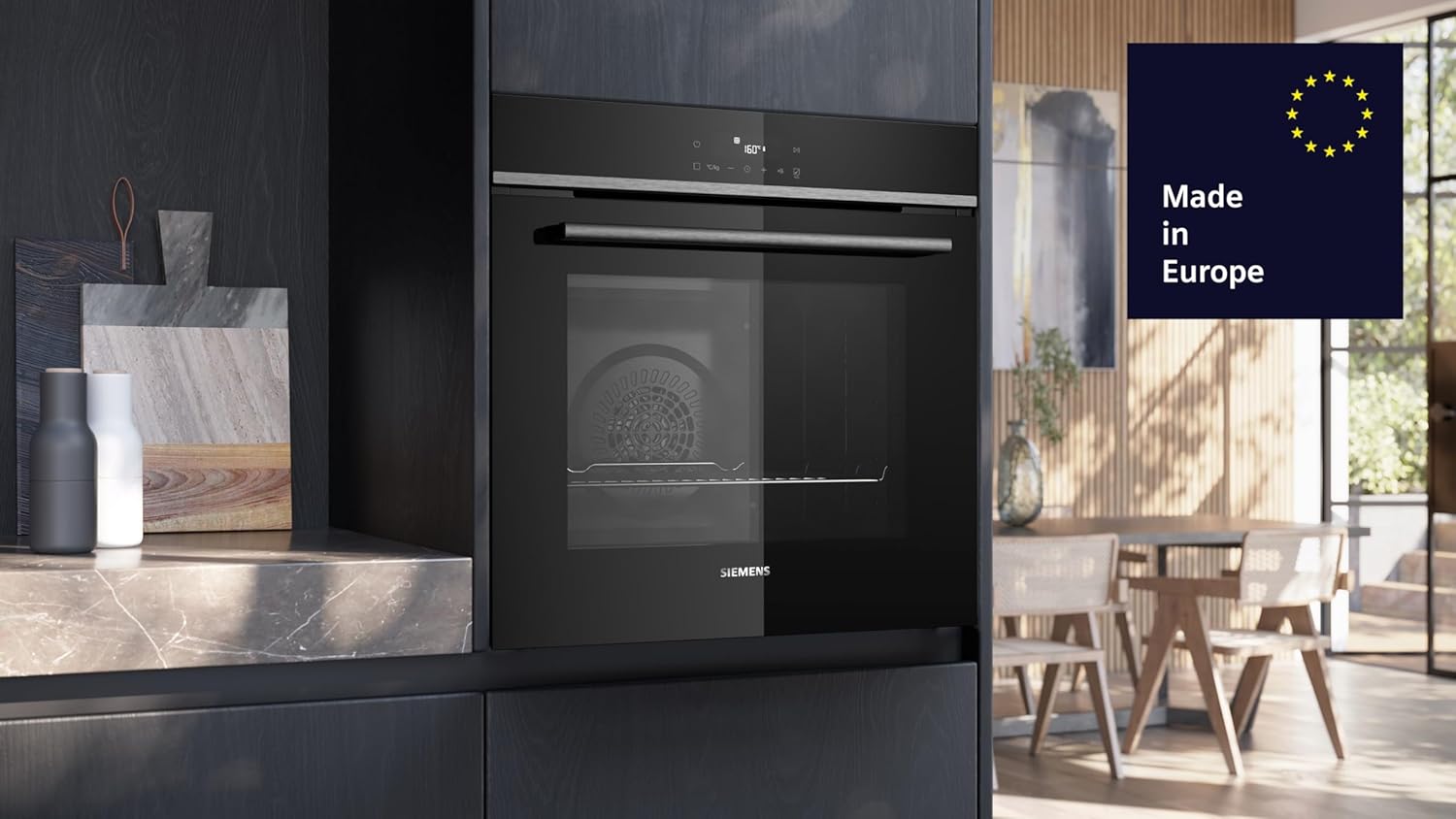 Siemens HB572ABS3, iQ300, Einbau-Backofen 60 x 60 cm, Air Fry, activeClean Pyrolyse Selbstreinung, LED-Touchbedienung, 3D Heißluft, Schnellaufheizung, cookControl10 Automatikprogramme, Edelstahl