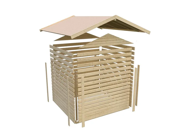 Karibu Gartenhaus »Carlos«, Satteldach, Witterungsschutz, Tür mit 3 Lichtausschnitten