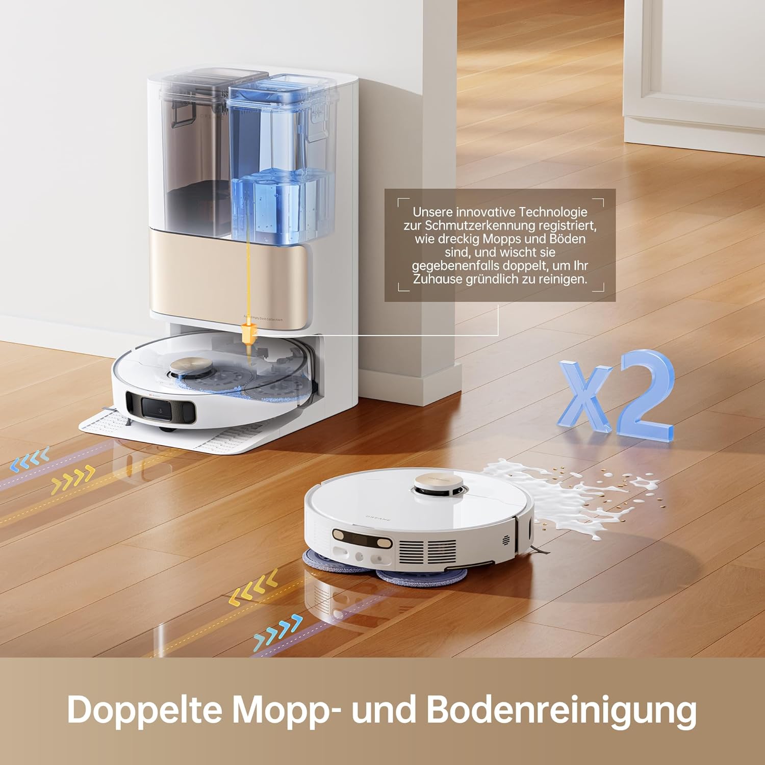 dreame L10s Pro Ultra Heat Roboter Staubsauger mit Automatische Moppreinigung mit heiem Wasser, Moppverlngerung, 7.000 Pa Saugkraft, Doppelte Mopp- und Bodenreinigung, Teppicherkennung