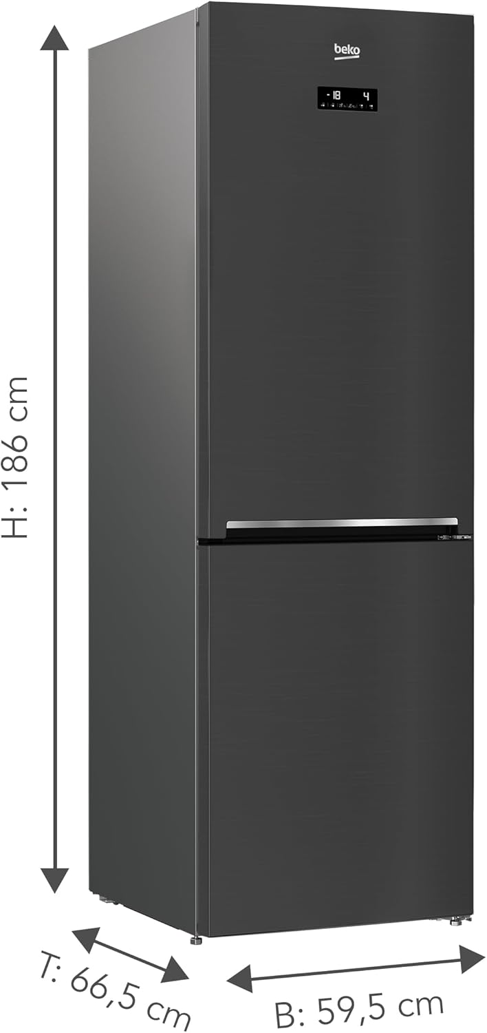 Beko RCNE366E70ZXBRN bPRO700 freistehende Kühl-/Gefrierkombination, großer Kühlschrank, 323 l Gesamtrauminhalt, HarvestFresh, NoFrost, leise, SmoothFit, 0°C-Zone, Dark Inox