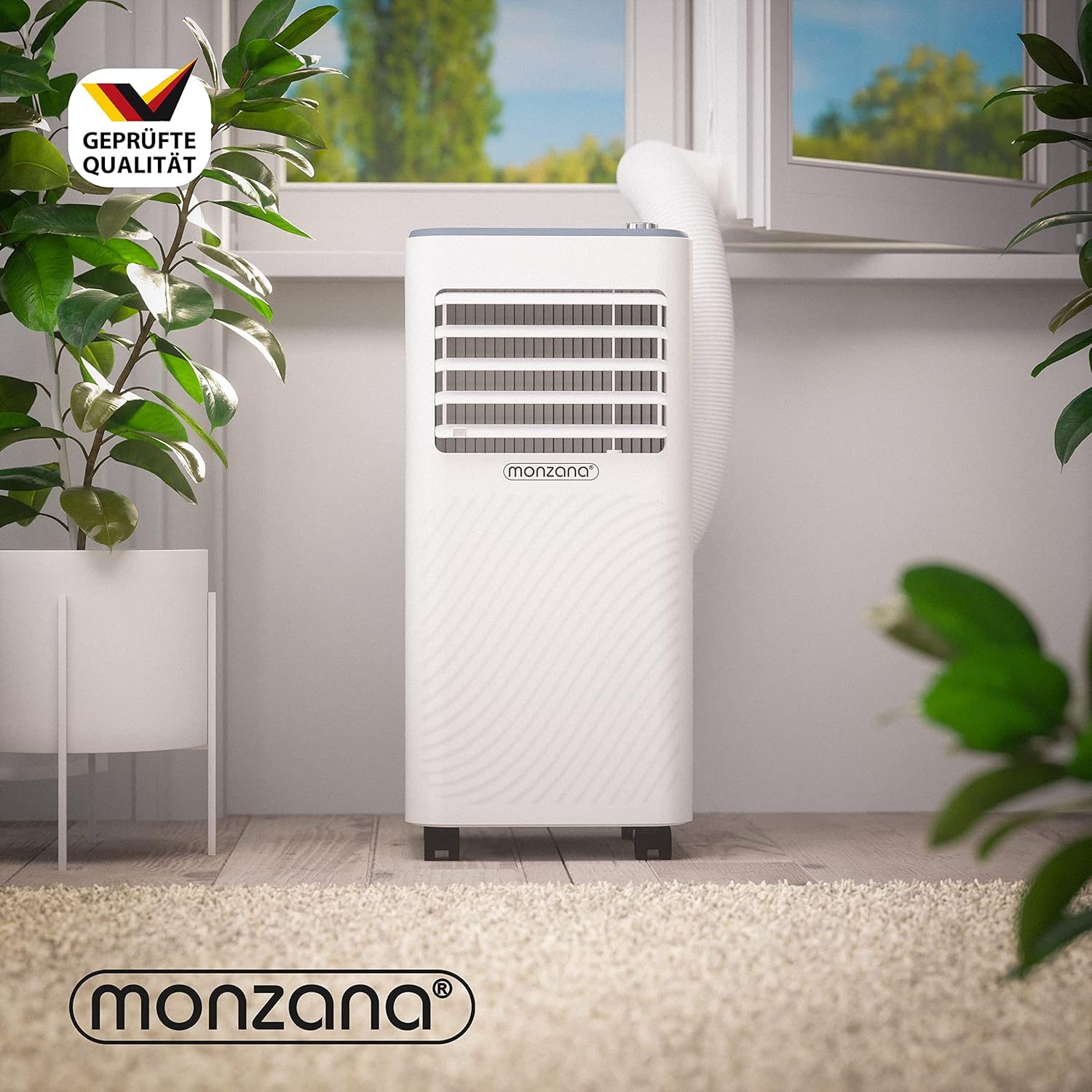 Monzana® lokale Klimaanlage MZKA2000 Mobil Abluftschlauch 7000BTU 3in1 750W 24h Timer 25qm Fernbedienung Luftentfeuchter Rollladenkit Klimagerät