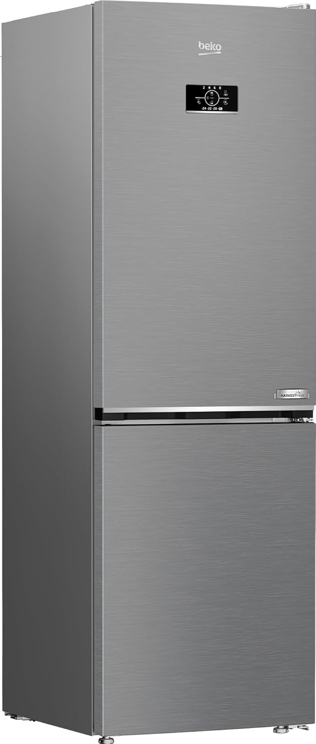 Beko RCNE366E70ZXBRN bPRO700 freistehende Kühl-/Gefrierkombination, großer Kühlschrank, 323 l Gesamtrauminhalt, HarvestFresh, NoFrost, leise, SmoothFit, 0°C-Zone, Dark Inox