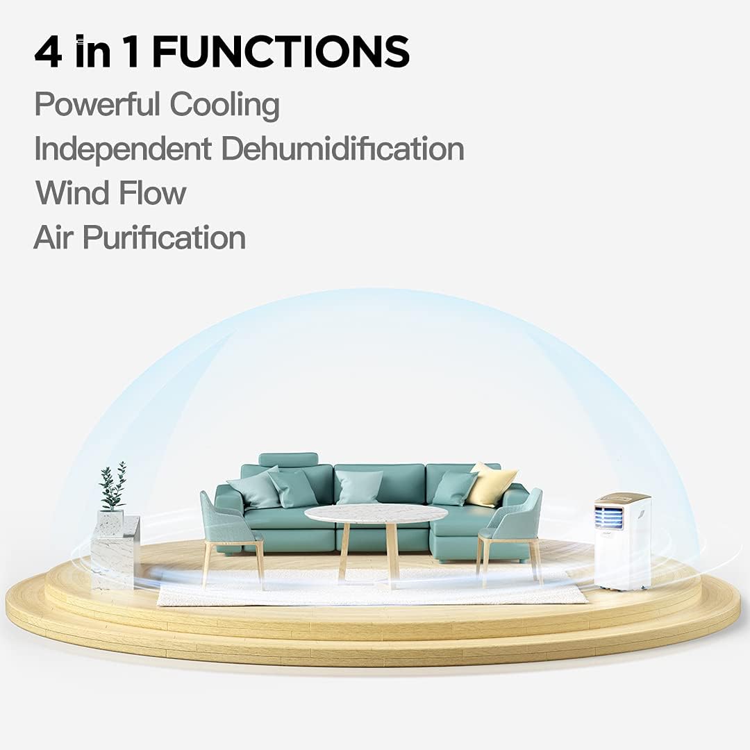 Comfee Mobiles Klimagerät Breezy Cool Pro 2.6,9000 BTU 2,6kW, Kühlen&Ventilieren&Entfeuchten,APP-Steuerung,Raumgröße bis 88m³(33㎡),Mobile Klimaanlage mit Abluftschlauch