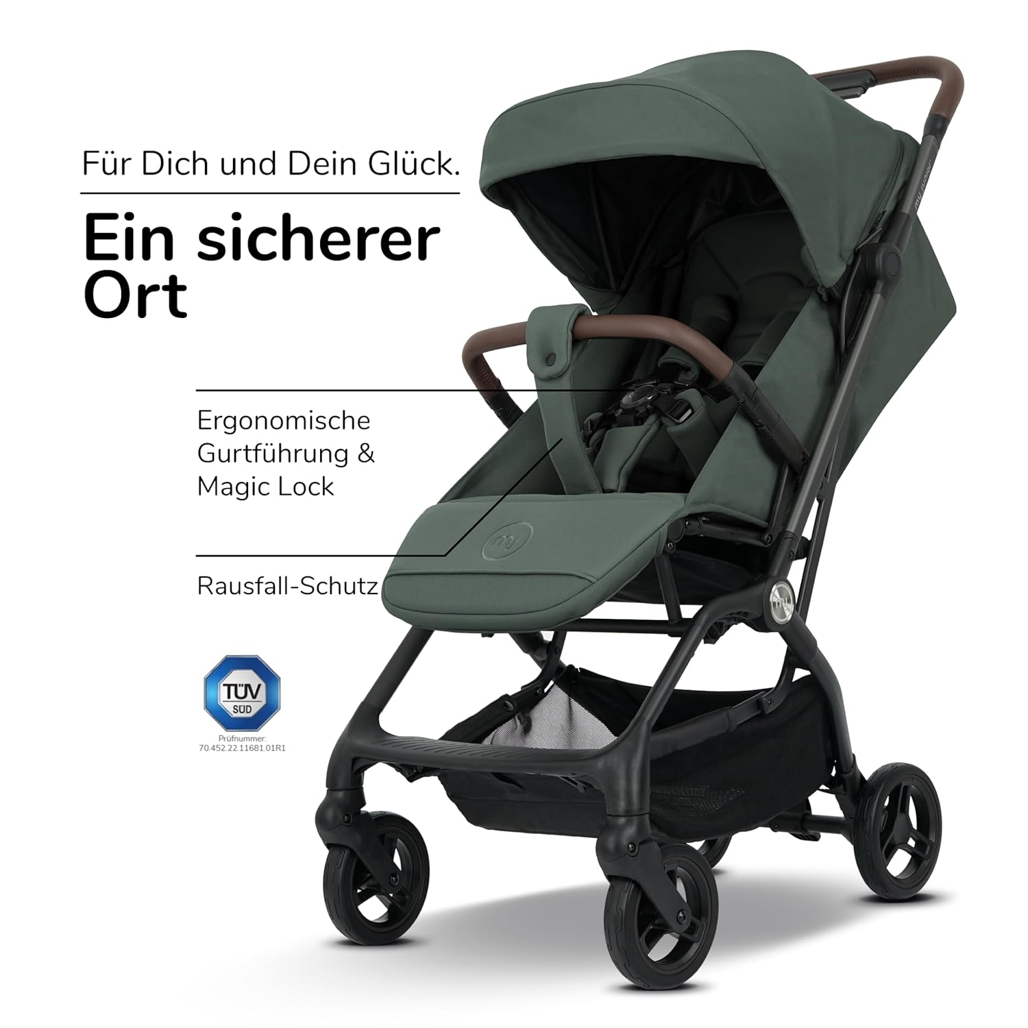 my junior Buggy PICO³ | bis 22kg | Einhand AutoFold-Klappmechanismus | Ergonomische Liegeposition nach IGR e.V. | großes Sonnenverdeck UV50+ | Handgepäckmaß | 2 Belüftungsfenster Hazel - Black