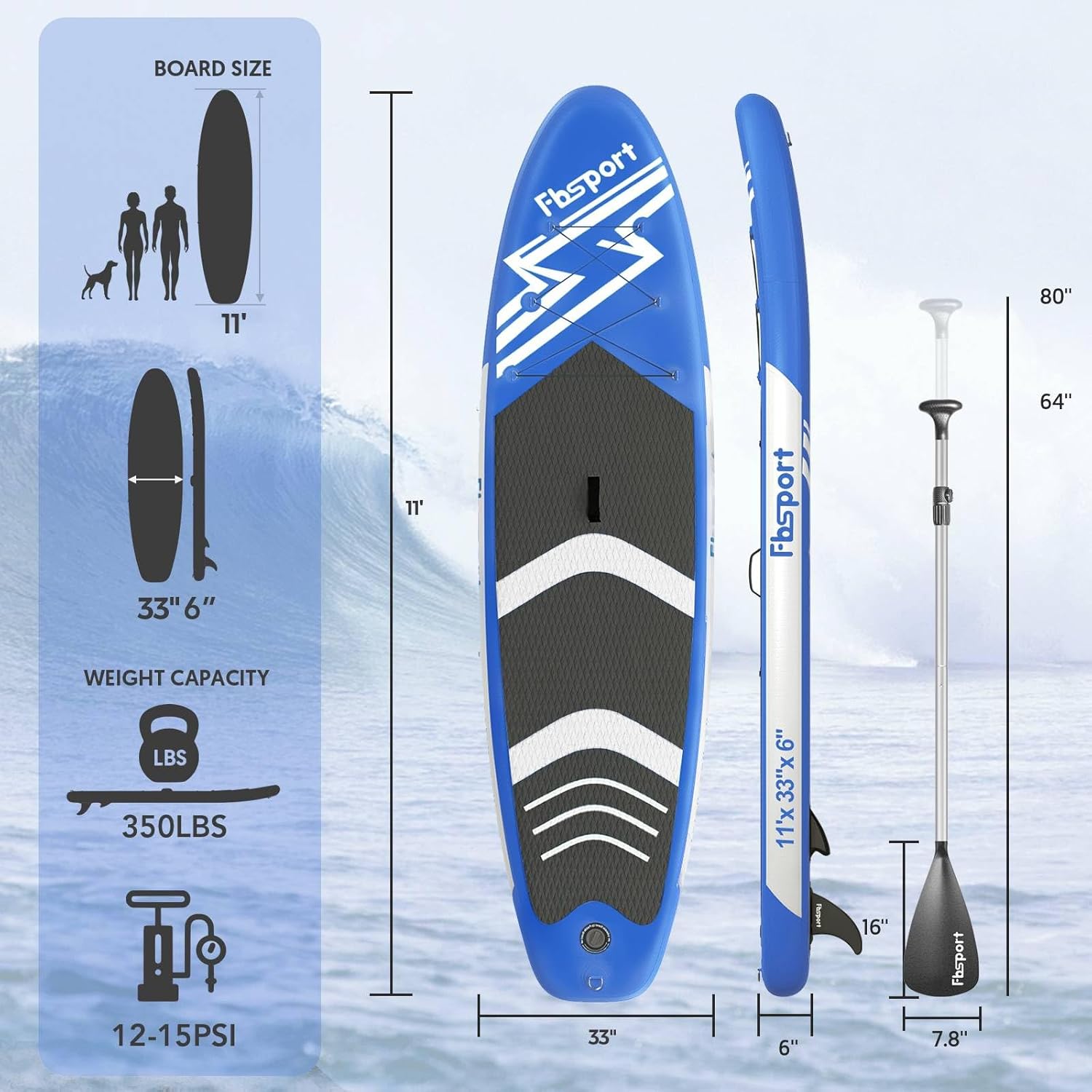 Premium-Stand-Up-Paddle-Board, Yoga-Board mit strapazierfähigem SUP-Zubehör und Tragetasche | Breiter Stand, Surf-Kontrolle, rutschfestes Deck, Leine, Paddel und Pumpe für Jugendliche und Erwachsene