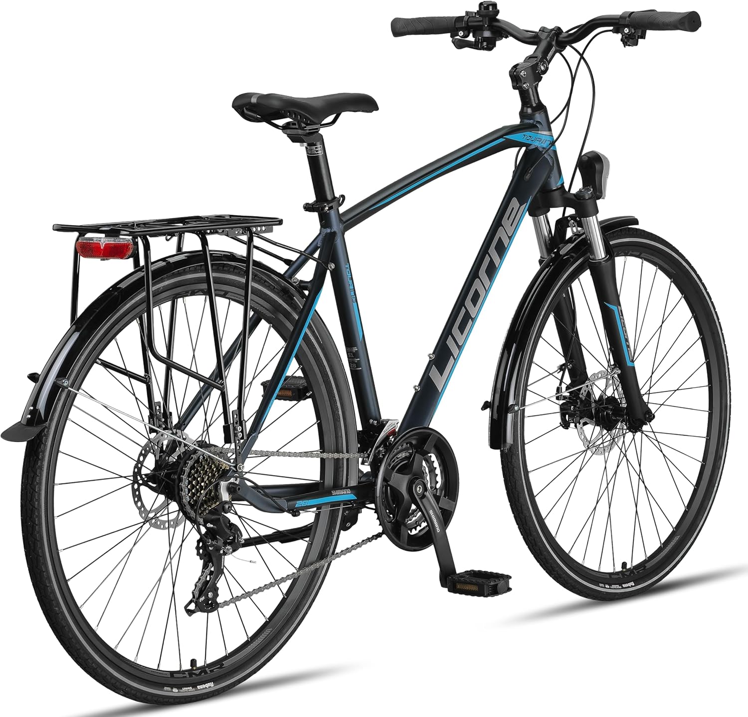 Licorne Bike Premium Touring Trekking Bike in 28 Zoll Aluminium Scheibenbremse Fahrrad für Jungen, Mädchen, Damen und Herren - 21 Gang-Schaltung - Mountainbike - Crossbike