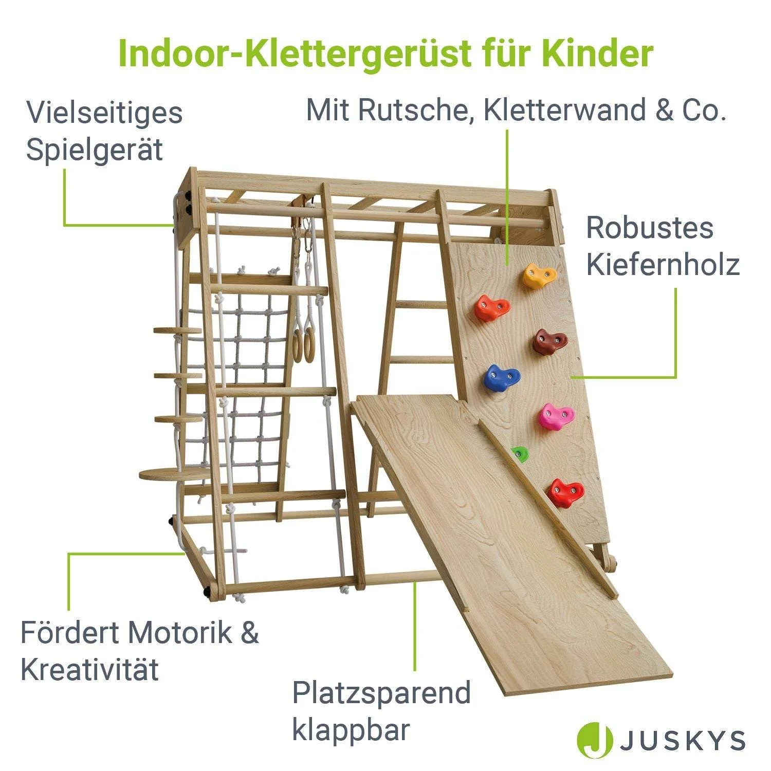 Maxi Kletterger��st f��r Kinder mit Rutsche - Natur