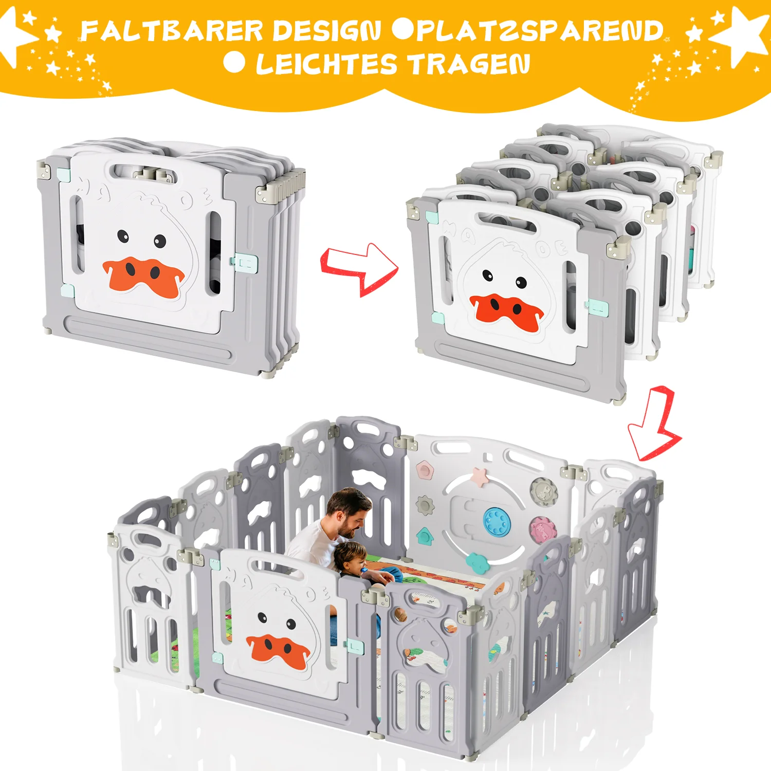 Sonnewelt Laufgitter Faltbares baby mit Krabbelmatte