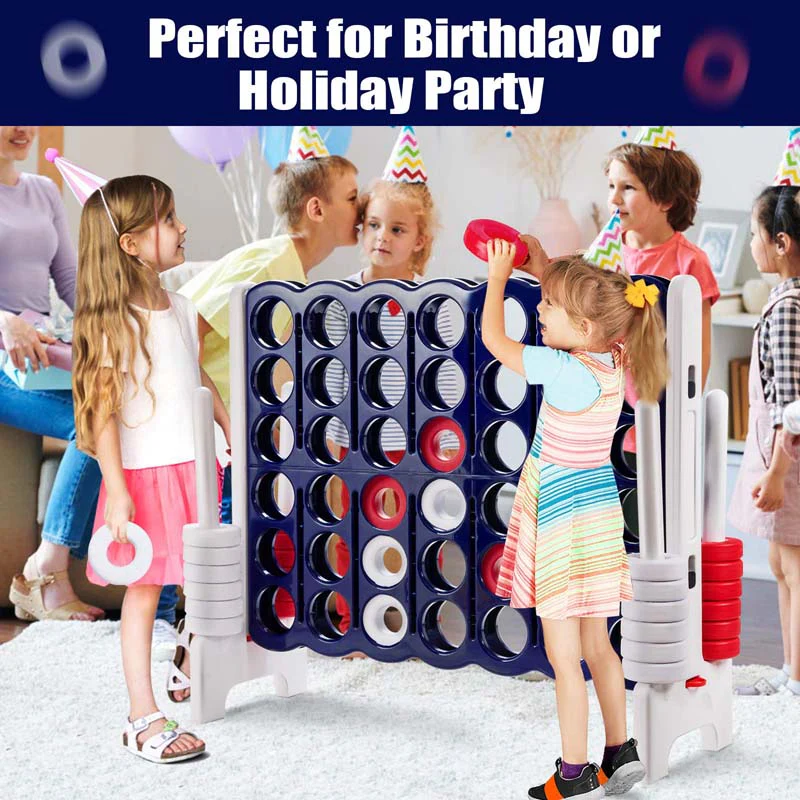 Giant 4-In-A-Row, Jumbo 4-to-Score Giant Game Set with 42 Jumbo Rings & Quick-Release Slider