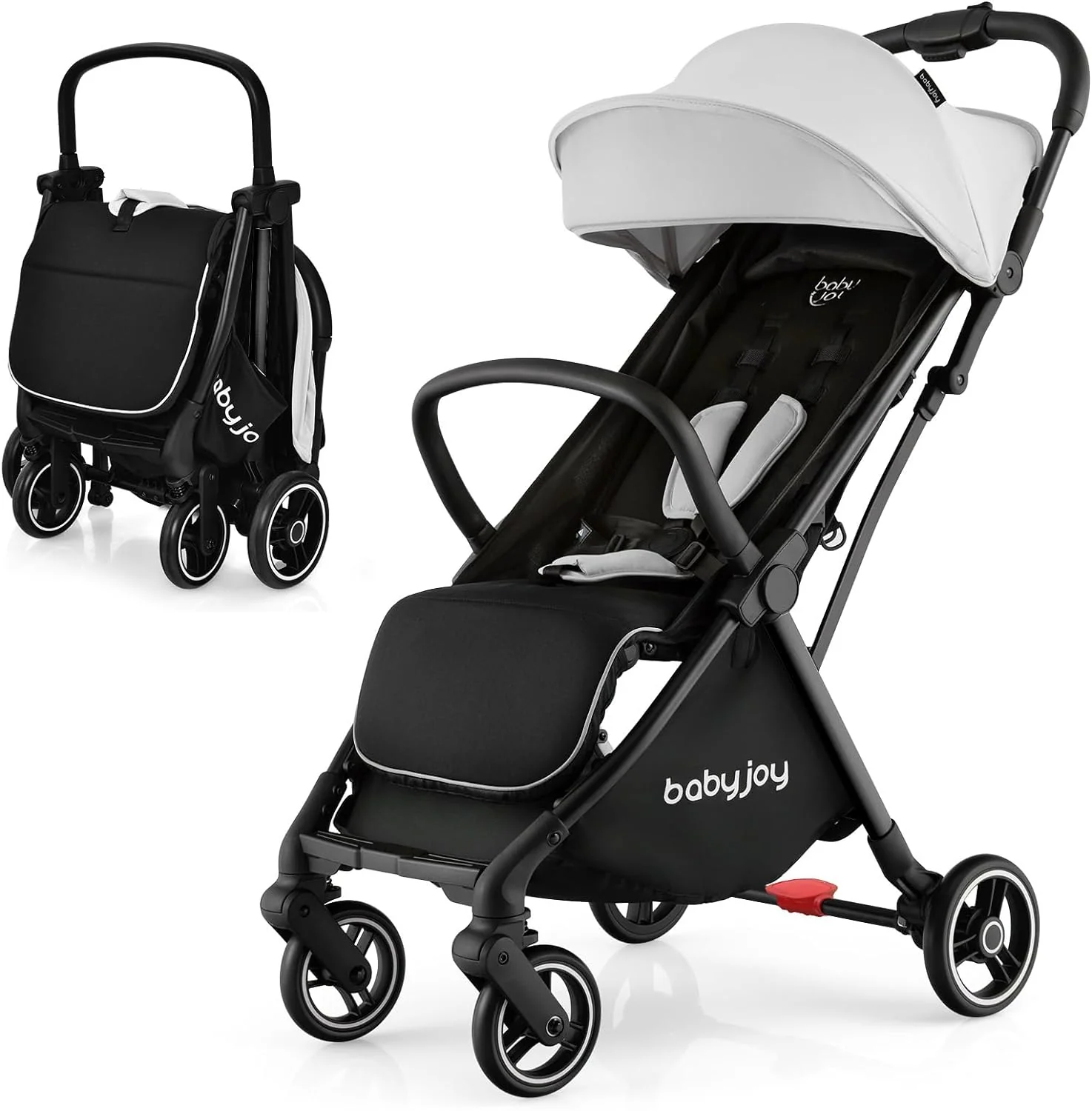 Compact Travel Stroller for Airplane Infant Toddler Stroller w/Adjustable Backrest & Canopy