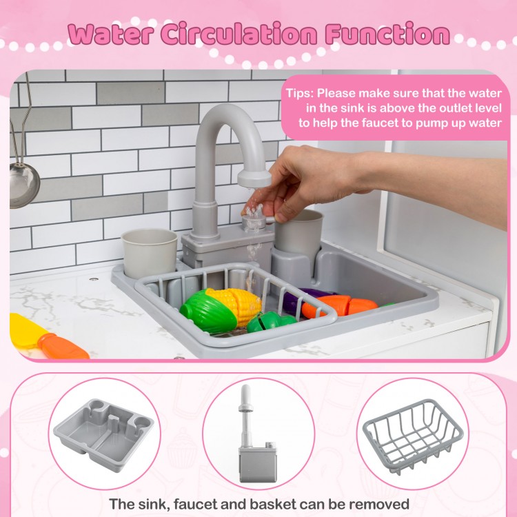 Wooden Kitchen Playset with Lights and Sounds for Ages 3+