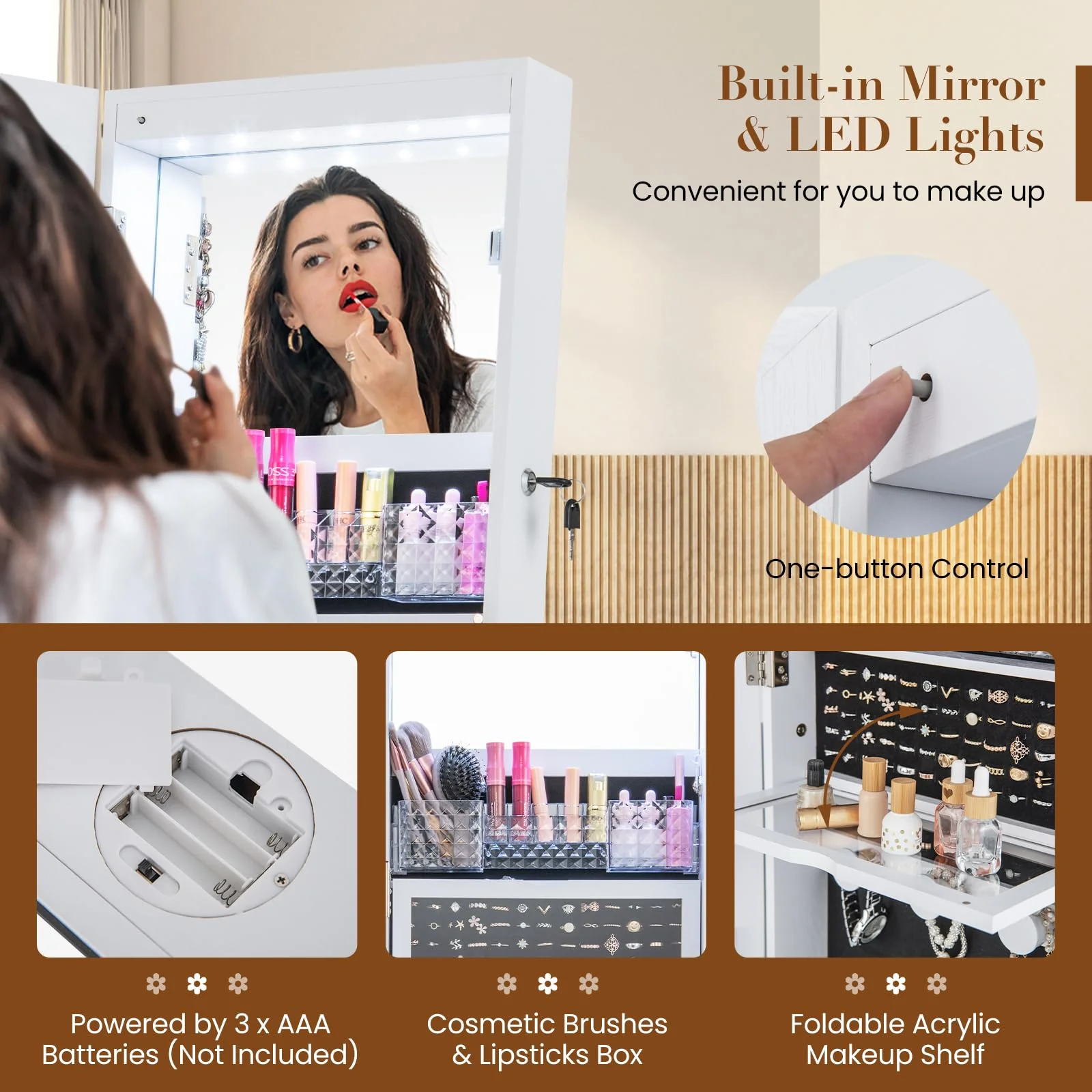 Giantex 360�� Swivel Jewelry Cabinet w/Full-Length Mirror