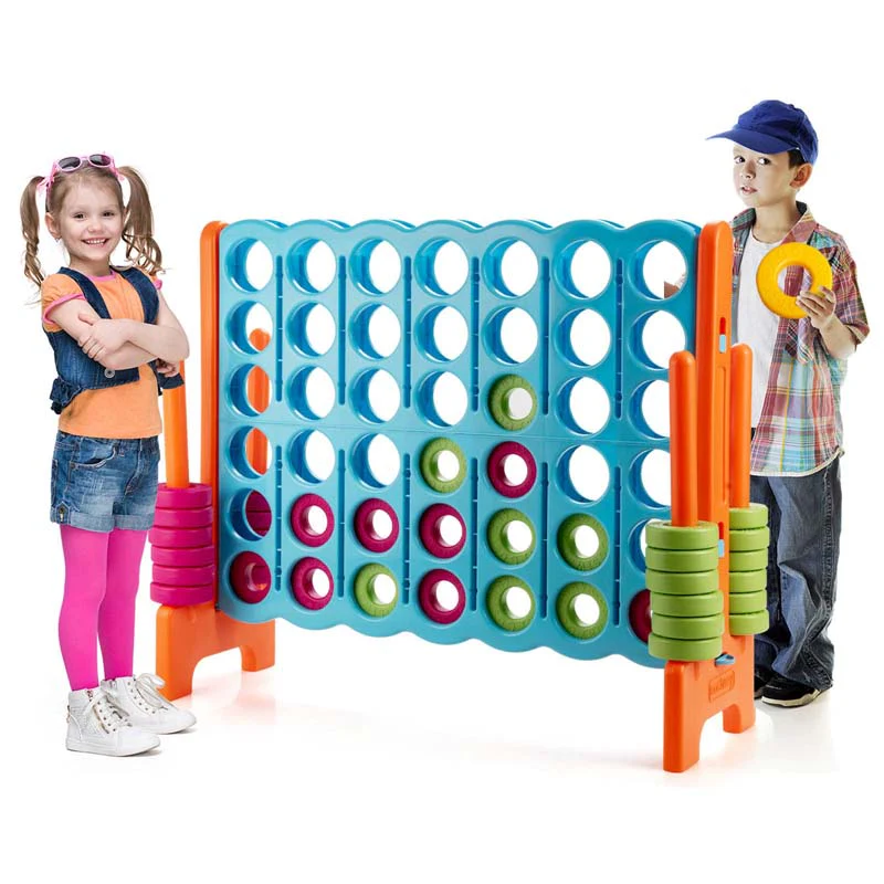 Giant 4-In-A-Row, Jumbo 4-to-Score Giant Game Set with 42 Jumbo Rings & Quick-Release Slider