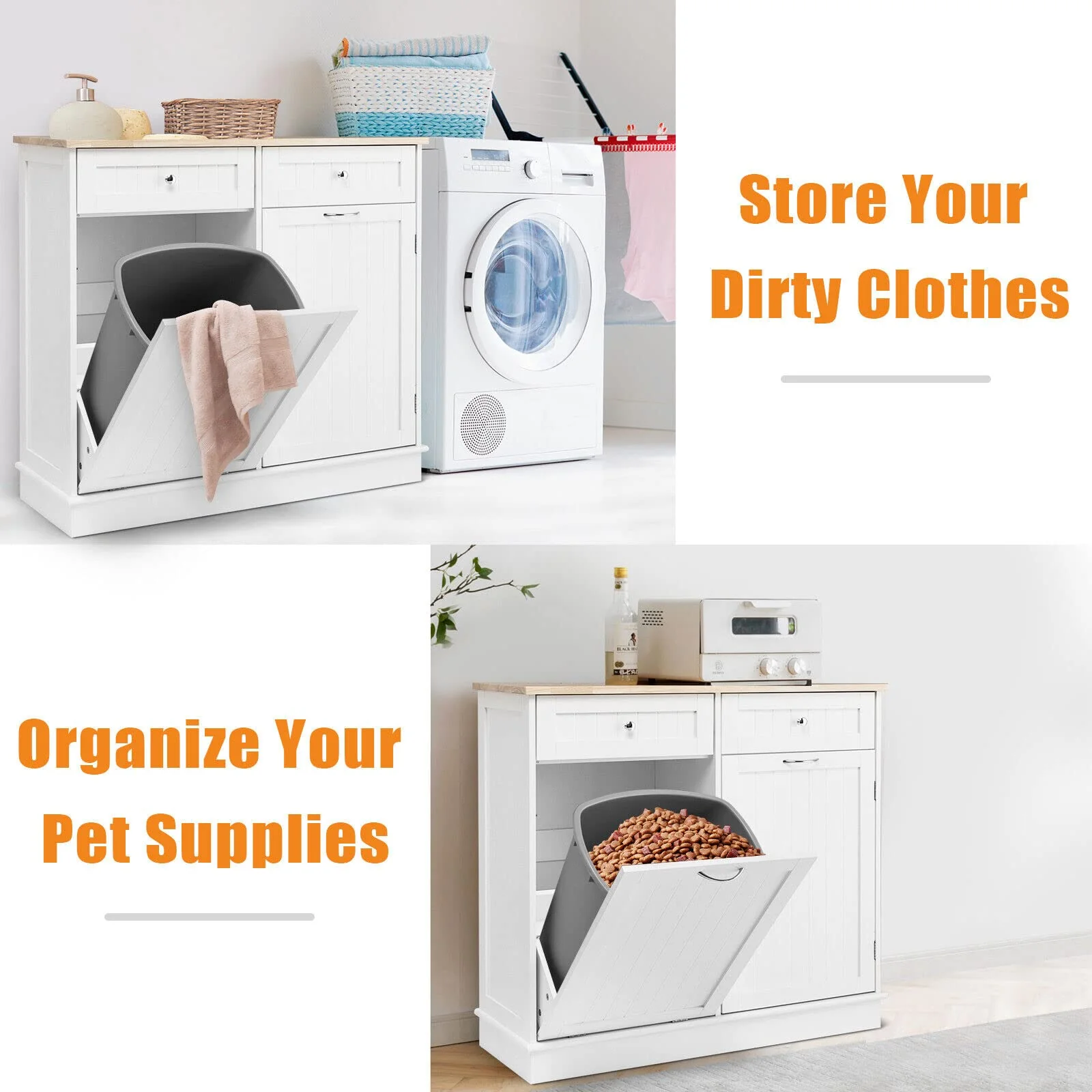 Giantex Kitchen Trash Cabinet, Tilt Out Trash Bin Cabinet with Single Trash Can Holder