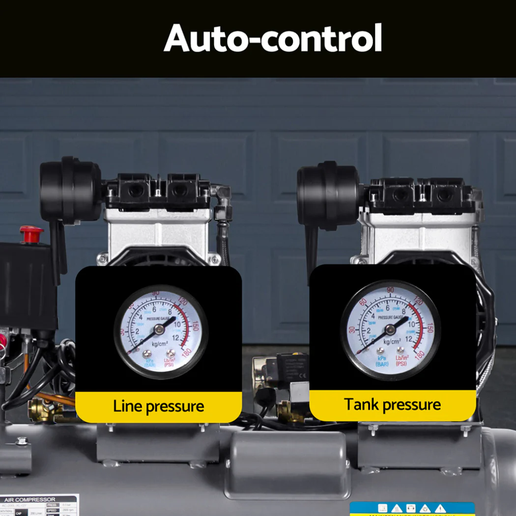 Giantz 50L Air Compressor 200L/min 3.0HP Oil-Free Quiet Electric Portable Air Inflator