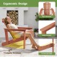 Solid Wood Adirondack Chair with High  Backrest and Wide Armrests