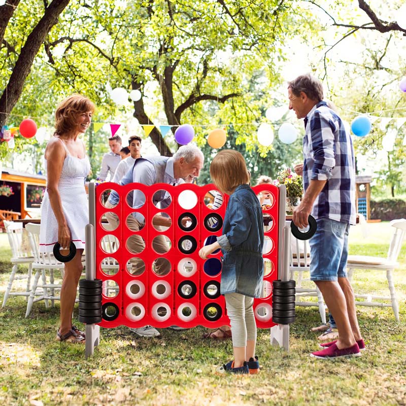 Giant 4-In-A-Row, Jumbo 4-to-Score Giant Game Set with 42 Jumbo Rings & Quick-Release Slider