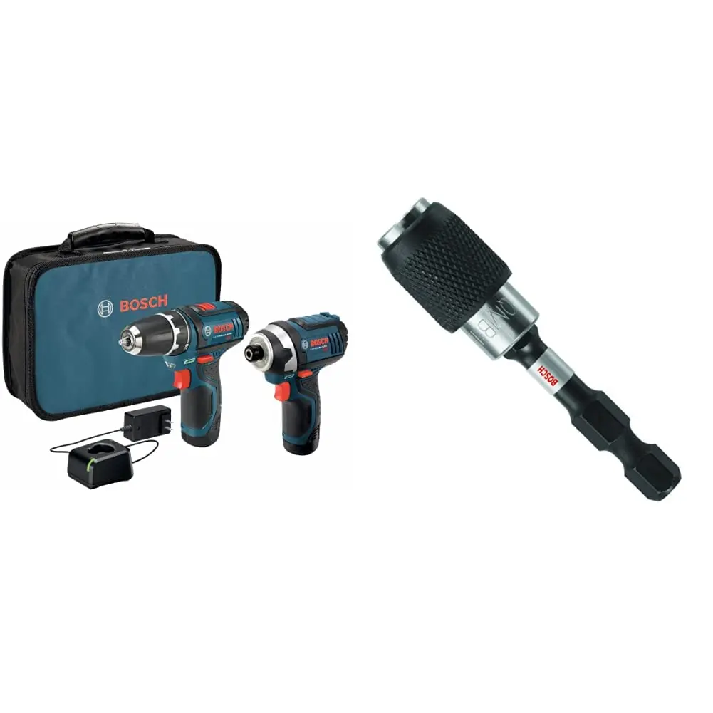 BOSCH CLPK22-120 12V Max Cordless 2-Tool 3/8 in. Drill/Driver and 1/4 in. Impact Driver Combo Kit with 2 Batteries, Charger and Case,Blue