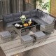 7 Pieces Patio Dining Furniture Set with Soft Cushions and Ottomans