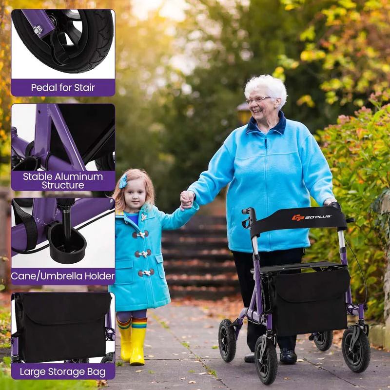 Foldable Rolling Walker with 9.5