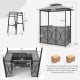 3-Piece Patio Bar Set Grill Gazebo & 2 Bar Stools with Tempered Glass Bar Table