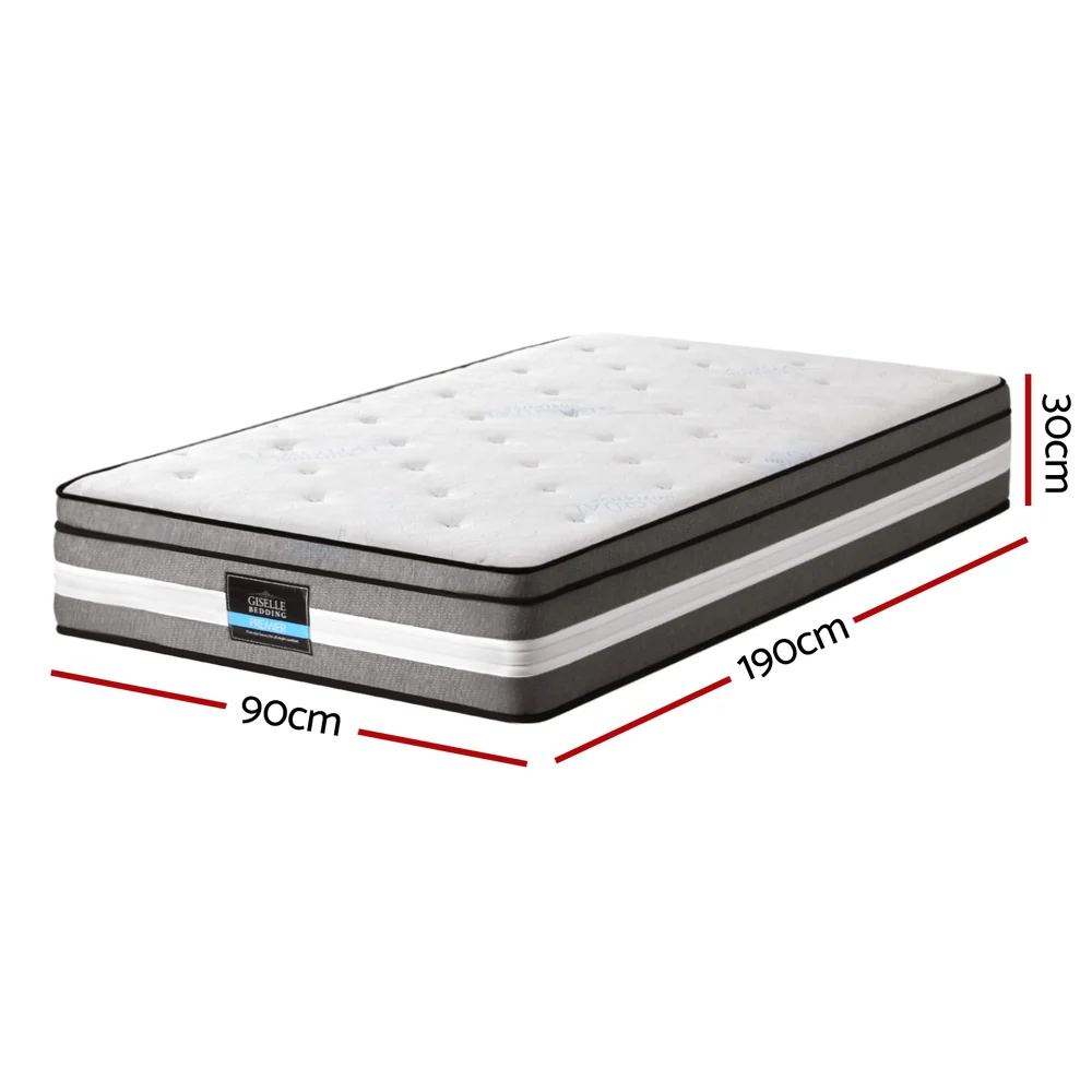 Giselle Bedding 30cm Mattress Gel Foam Pocket Spring Single