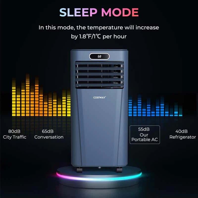 10000 BTU 3-in-1 Portable Air Conditioner Air Cooler Fan Dehumidifier with Remote Control, 24H Timer, Child Lock